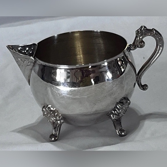 Vintage Leonard Silver Plated Footed Creamer Detailed Floral 3.25" Tall - Picture 8 of 8